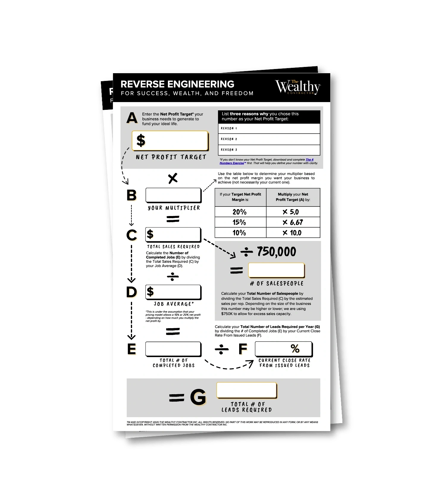 The Wealthy Contractor Reverse Engineering Worksheet Resource